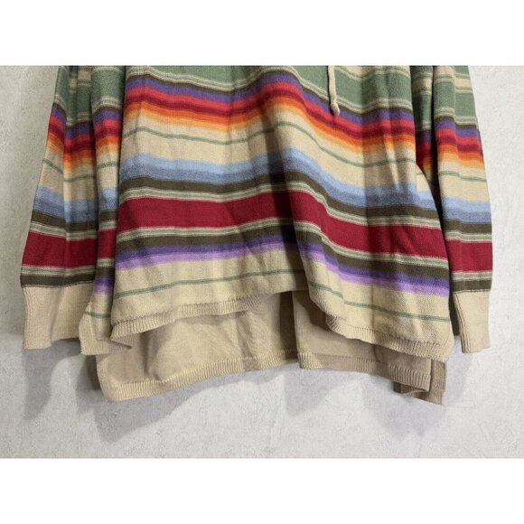 CHAPS Womens V-Neck Sweater Multi-Color Striped Long Sleeve Lace Up Rainbow 1X - Picture 6 of 9